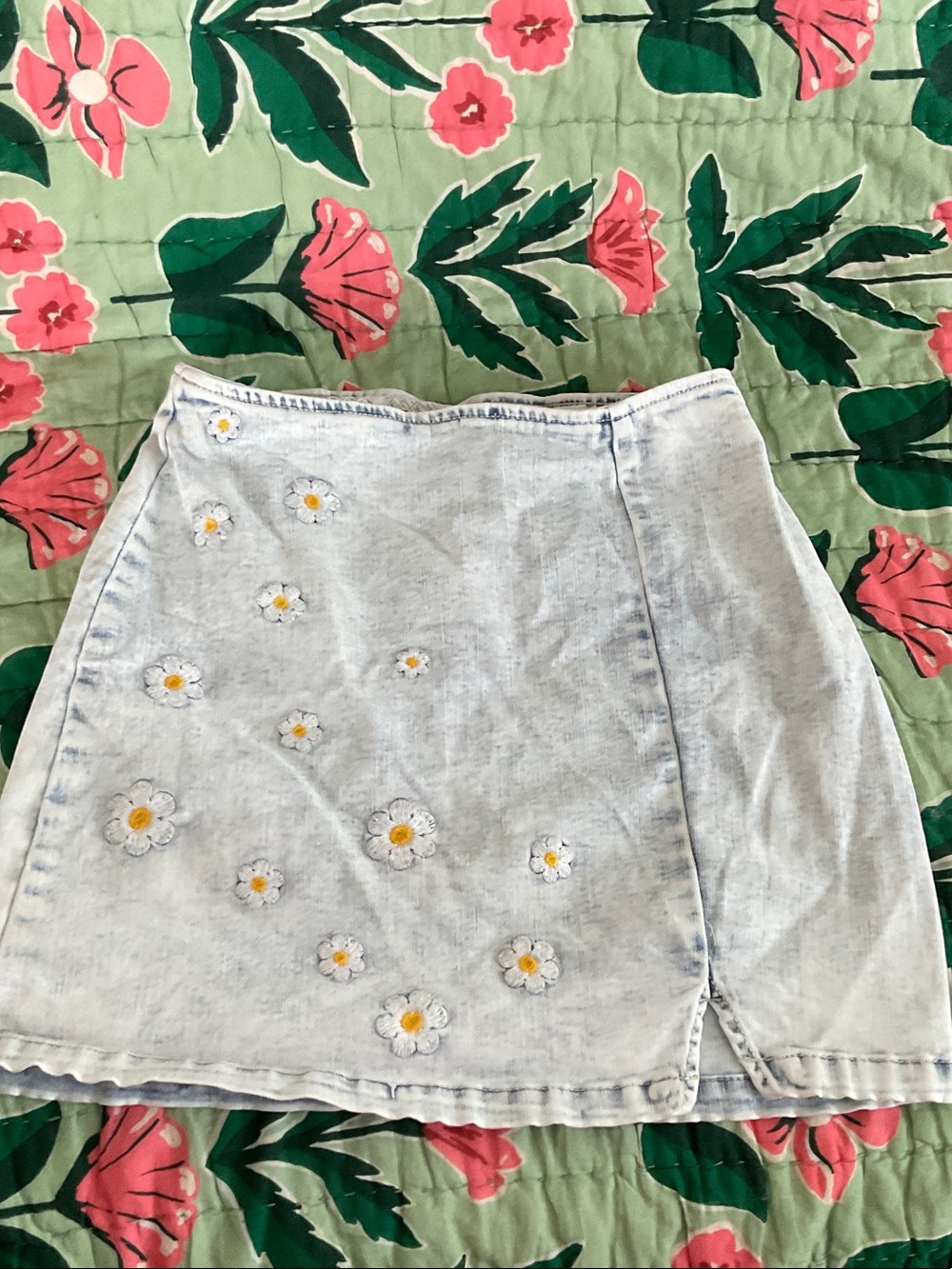 wild fable Light Blue Daisy Embroidered Denim Mini Skirt